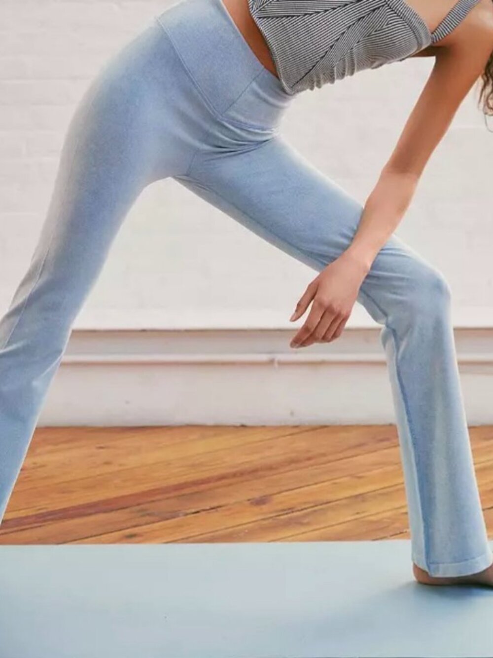 NWT Free People FP Movement Washed Denim Blue Go to Smooth Flare Leggings